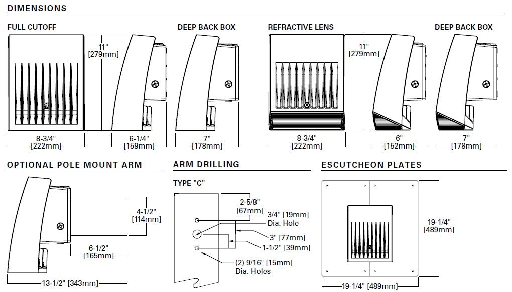 Lumark XTOR12BRL 102W Crosstour MAXX LED Wallpack, Refractive Lens, 5000K, Carbon Bronze