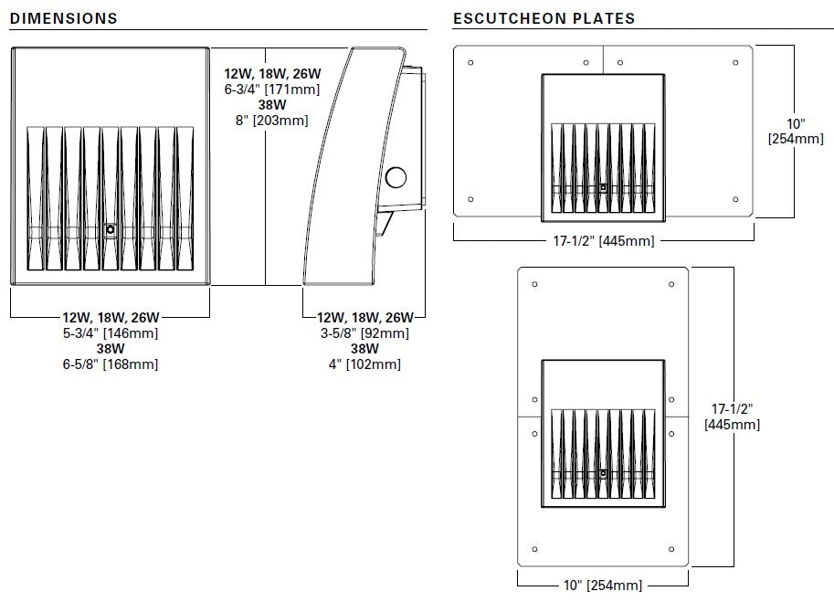 Lumark XTOR3B 26W Crosstour LED Wallpack, Small Door, 5000K, Carbon Bronze