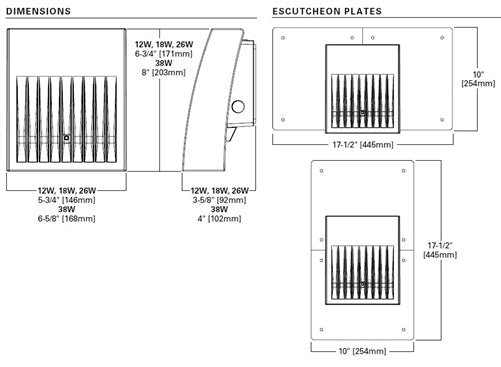 Lumark XTOR4B-W-PC1 38W Crosstour LED Wallpack, Medium Door, 5000K with Photocell White