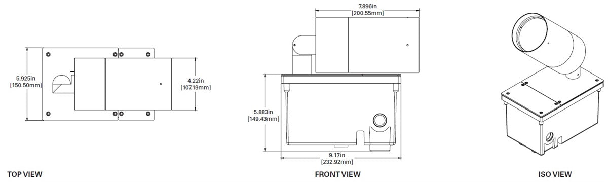Lumiere 1004-A1-RCS-RI-LED3090-F-BK-L1-UNV-MB 10W Lanterra Accent and Flood LED, 1 Head, Indoor, Recessed Lens Hood, 3000K Color Temperature, 90 CRI, Flood Optic, Black Finish, 120-277V, Ground Mount Recessed Box