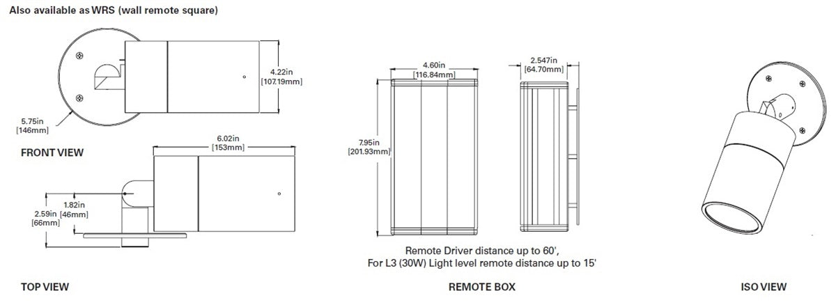 Lumiere 1004-A1-RCS-FL-LED2790-F-BK-L1-UNV-WRS 10W Lanterra Accent and Flood LED, 1 Head, Flush Lens Hood, 2700K Color Temperature, 90 CRI, Flood Optic, Black Finish, 120-277V, Square Wall Plate Remove Driver Housing