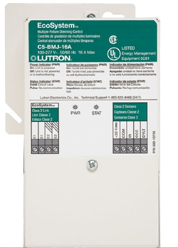 Lutron C5-BMJ-16A Ecosystem Multiple Fixture Dimming Control, 120-277 V, 16A, 50/60 Hz