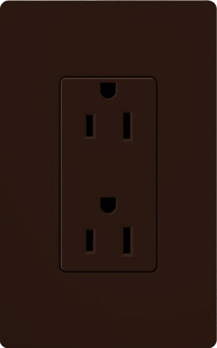 Lutron CAR-15-BR Claro 15A Duplex Receptacle, Not Tamper Resistant, in Brown