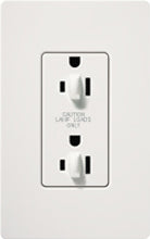 Lutron CAR-15-DDTR-WH Claro Tamper Resistant 15A Duplex Receptacle for Dimming Use in White