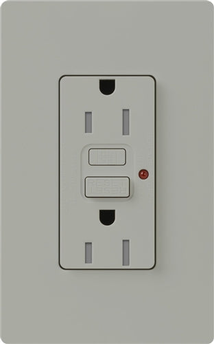 Lutron CAR-15-GFST-GR Claro Self-Testing Tamper Resistant 15A GFCI Receptacle, in Gray