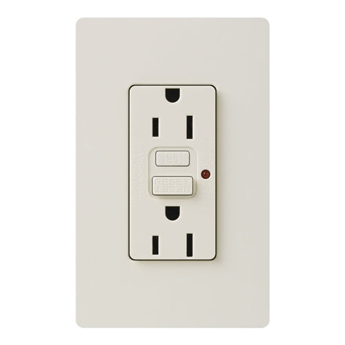 Lutron CAR-15-GFST-LA Claro Self-Testing Tamper Resistant 15A GFCI Receptacle, in Light Almond