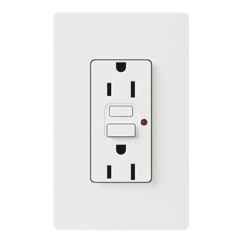 Lutron CAR-15-GFST-WH Claro Self-Testing Tamper Resistant 15A GFCI Receptacle, in White