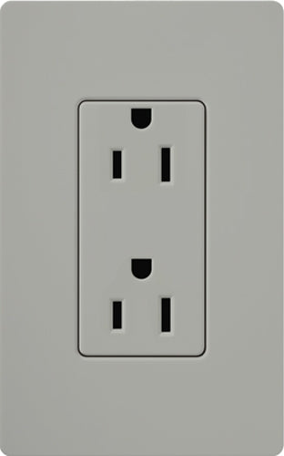 Lutron CAR-15-GR Claro 15A Duplex Receptacle, Not Tamper Resistant, in Gray