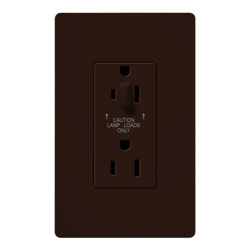Lutron CAR-15-HDTR-BR Claro Tamper Resistant 15A Split Duplex Receptacle Half for Dimming Use in Brown