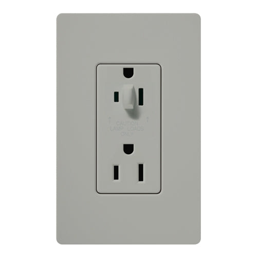 Lutron CAR-15-HDTR-GR Claro Tamper Resistant 15A Split Duplex Receptacle Half for Dimming Use in Gray