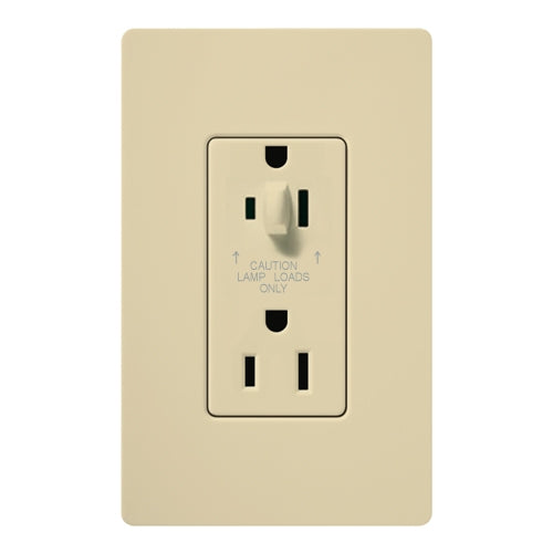 Lutron CAR-15-HDTR-IV Claro Tamper Resistant 15A Split Duplex Receptacle Half for Dimming Use in Ivory
