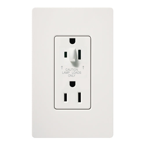 Lutron CAR-15-HDTR-WH Claro Tamper Resistant 15A Split Duplex Receptacle Half for Dimming Use in White