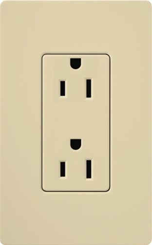 Lutron CAR-15-IV Claro 15A Duplex Receptacle, Not Tamper Resistant, in Ivory