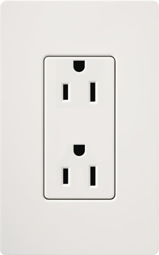 Lutron CAR-15-WH Claro 15A Duplex Receptacle, Not Tamper Resistant, in White