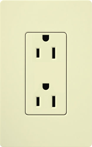 Lutron CAR-15H-AL Claro 15A Duplex Receptacle, Not Tamper Resistant, in Almond