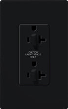Lutron CAR-20-DDTR-BL Claro Tamper Resistant 20A Duplex Receptacle for Dimming Use in Black