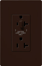 Lutron CAR-20-HDTR-BR Claro Tamper Resistant 20A Split Duplex Receptacle Half for Dimming Use in Brown