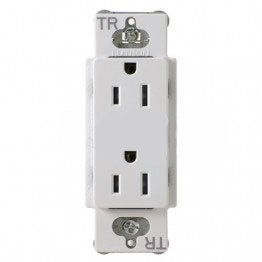 Lutron CARS-15-TR-WH Claro Tamper Resistant 15A Duplex Receptacle in White