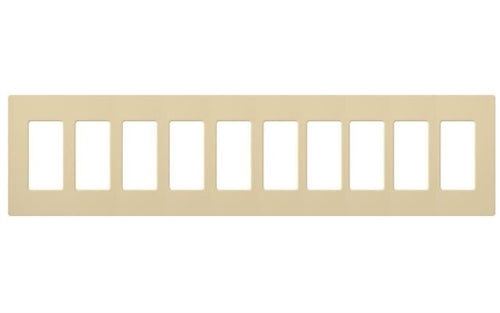 Lutron CW-10-IV (NT-R3R3R3R3R3R3R3R3R3R3-FB-IV) Nova T Screwless 10 Gang Wallplate Decora Opening, Fins Broken, in Ivory, Matte Finish