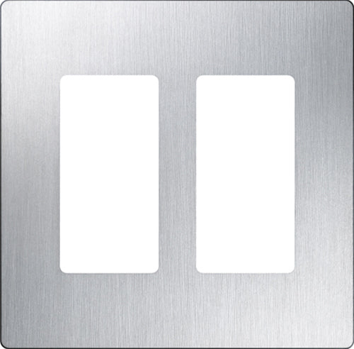 Lutron CW-2-SS Claro Screwless Wallplate 2 Gang in Stainless Steel