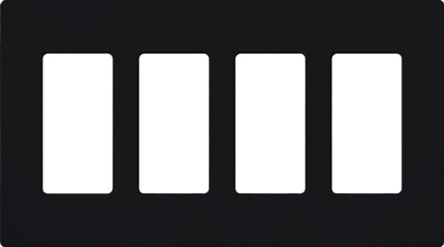Lutron CW-4-BL Claro Screwless Wallplate 4 Gang in Black