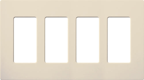 Lutron CW-4-LA Claro Screwless Wallplate 4 Gang in Light Almond