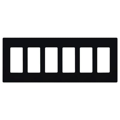 Lutron CW-6-BL Claro Screwless Wallplate 6 Gang in Black