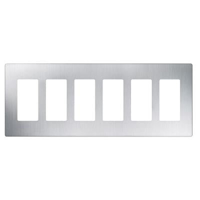 Lutron CW-6-SS Claro Screwless Wallplate 6 Gang in Stainless Steel