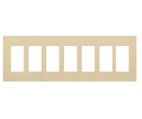 Lutron CW-7-IV (NT-R3R3R3R3R3R3R3-FB-IV) Nova T Screwless 7 Gang Wallplate Decora Opening, Fins Broken, in Ivory, Matte Finish