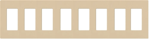 Lutron CW-8-BE (NT-R3R3R3R3R3R3R3R3-FB-BE) Nova T Screwless 8 Gang Wallplate Decora Opening, Fins Broken, in Beige, Matte Finish