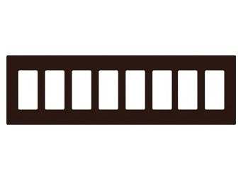 Lutron CW-8-BR (NT-R3R3R3R3R3R3R3R3-FB-BR) Nova T Screwless 8 Gang Wallplate Decora Opening, Fins Broken, in Brown, Matte Finish