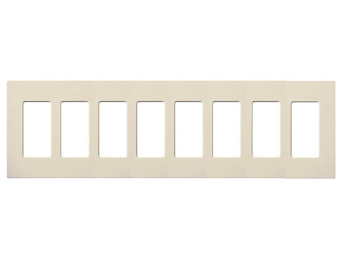 Lutron CW-8-LA (NT-R3R3R3R3R3R3R3R3-FB-LA) Nova T Screwless 8 Gang Wallplate Decora Opening, Fins Broken, in Light Almond, Matte Finish