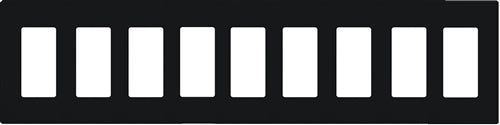 Lutron CW-9-BL (NT-R3R3R3R3R3R3R3R3R3-FB-BL) Nova T Screwless 9 Gang Wallplate Decora Opening, Fins Broken, in Black, Matte Finish