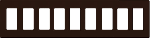 Lutron CW-9-BR (NT-R3R3R3R3R3R3R3R3R3-FB-BR) Nova T Screwless 9 Gang Wallplate Decora Opening, Fins Broken, in Brown, Matte Finish