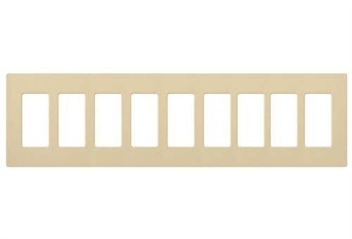 Lutron CW-9-IV (NT-R3R3R3R3R3R3R3R3R3-FB-IV) Nova T Screwless 9 Gang Wallplate Decora Opening, Fins Broken, in Ivory, Matte Finish