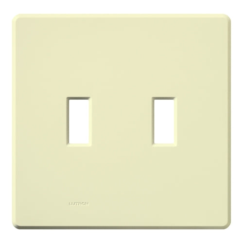 Lutron FG-2-AL Fassada 2-Gang Wallplate, Traditional Opening, Gloss Finish in Almond