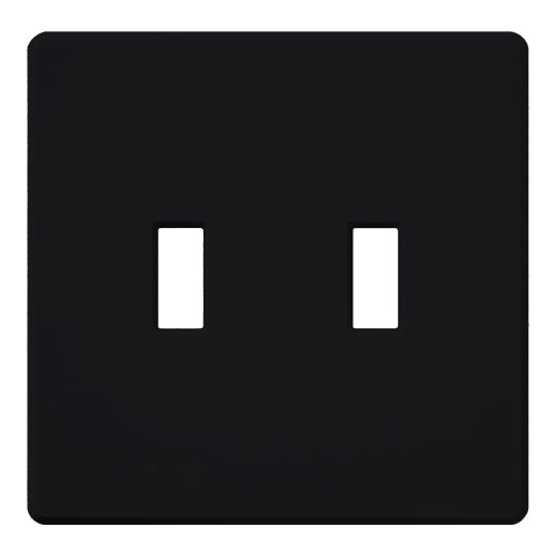 Lutron FG-2-BL Fassada 2-Gang Wallplate, Traditional Opening, Gloss Finish in Black