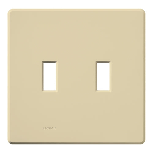 Lutron FG-2-IV Fassada 2-Gang Wallplate, Traditional Opening, Gloss Finish in Ivory