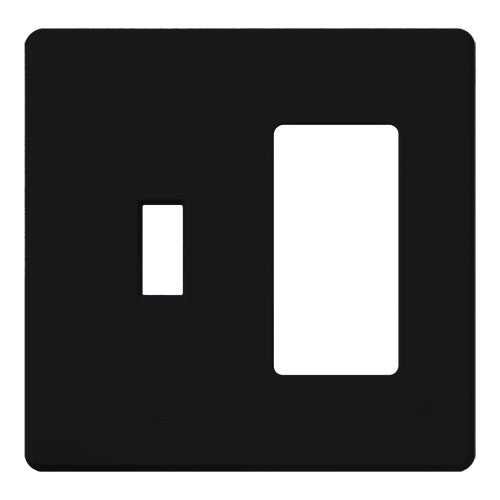 Lutron FG-2-TD-BL Fassada, 2-Gang Wallplate, Combination Opening, Gloss Finish in Black