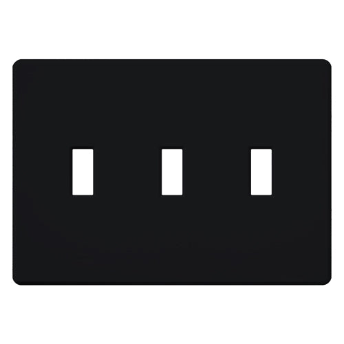 Lutron FG-3-BL Fassada 3-Gang Wallplate, Traditional Opening, Gloss Finish in Black