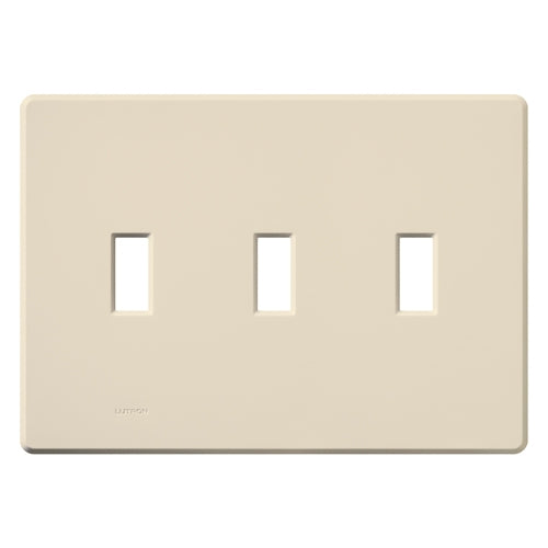 Lutron FG-3-LA Fassada 3-Gang Wallplate, Traditional Opening, Gloss Finish in Light Almond