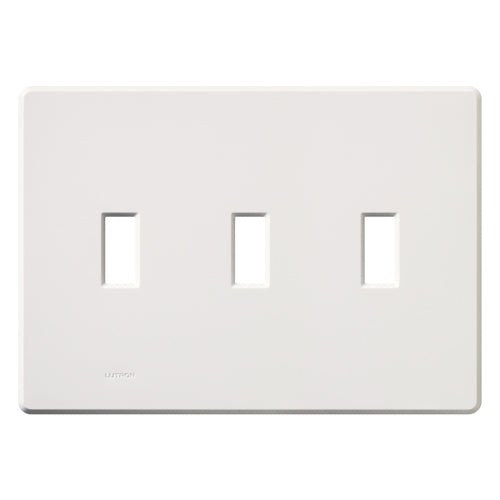 Lutron FG-3-WH Fassada 3-Gang Wallplate, Traditional Opening, Gloss Finish in White