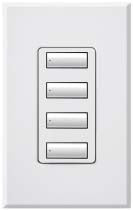 Lutron HQRA-W4BS-BR HomeWorks QS RF seeTouch Architectural 4-Button Keypad, Matte Finish, Brown