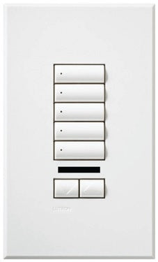 Lutron HQWA-W5BIRN-AL HomeWorks QS Wired seeTouch Architectural 5-Button with Raise/Lower Keypad and Infrared Receiver, Non Insert Style, Matte Finish, in Almond