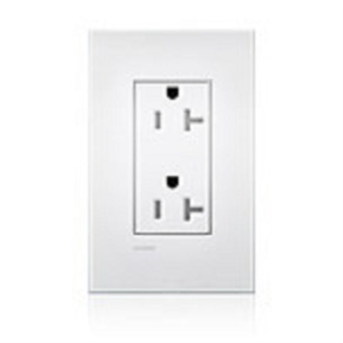Lutron LTR-F20-TR-BC New Architectural 20A Tamper Resistant Duplex Receptacle, Wallplate Included, in Bright Chrome