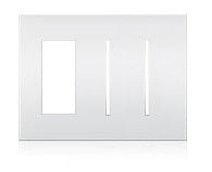 Lutron LWT-TGG-WH New Architectural Wallplate 3 Gang, New Architectural and Grafik T Opening, in White, Matte Finish