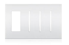 Lutron LWT-TGGG-SN New Architectural Wallplate 4 Gang, New Architectural and Grafik T Opening, in Satin Nickel, Special Metal Finish