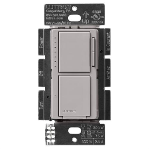 Lutron MACL-L3S25-GR Maestro Dual LED+ Dimmer and Switch 300-Watt Single Location Dimmer & 2.5A Switch in Gray