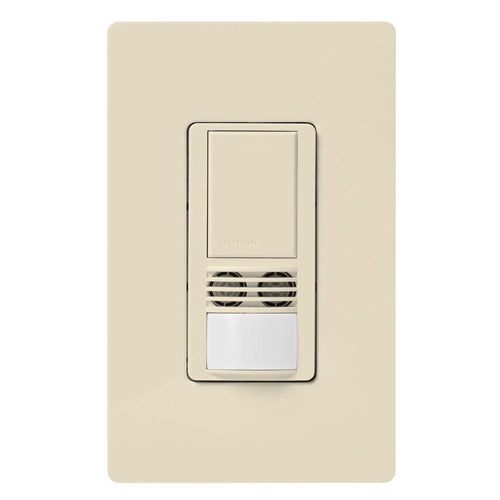 Lutron MS-B102-V-LA Maestro Dual Technology Ultrasonic and Passive Infrared Vacancy Sensor Switch for Single Circuit, Neutral Wire Required, in Light Almond