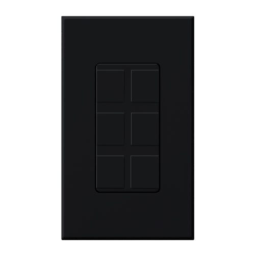 Lutron NT-6PF-BL Nova T Field-Customizable 6 Port Frame in Black, Matte Finish